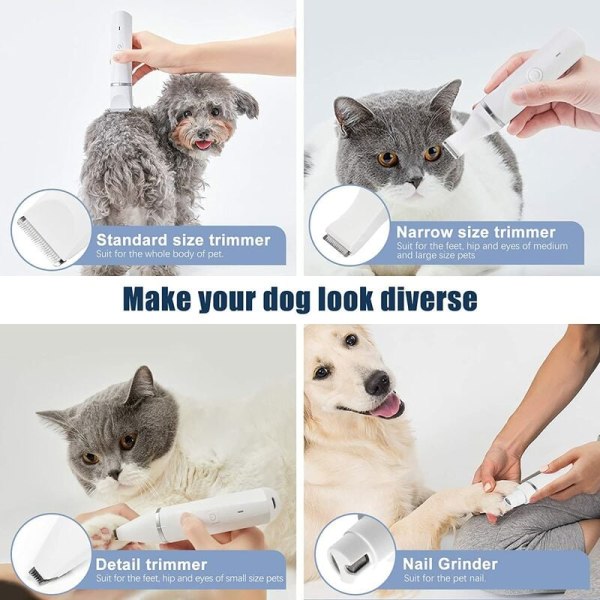 in 1 Professional Dog Clipper: Silent Dog Clippers IPX7 Waterproof, Cordless Pet Grooming Groomer with USB Rechargeable Cable for Cat and Other Pets