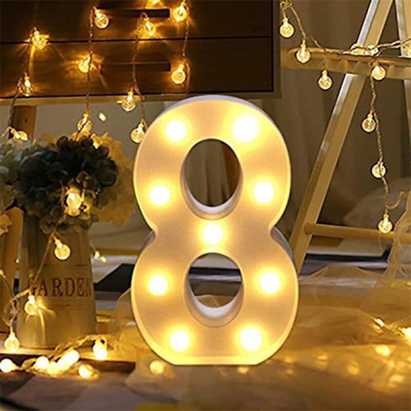 LED Number Lamp, Luminous Numbers 0 to 9, LED Decoration for Birthdays, Weddings, Holidays, Home Bar (8)