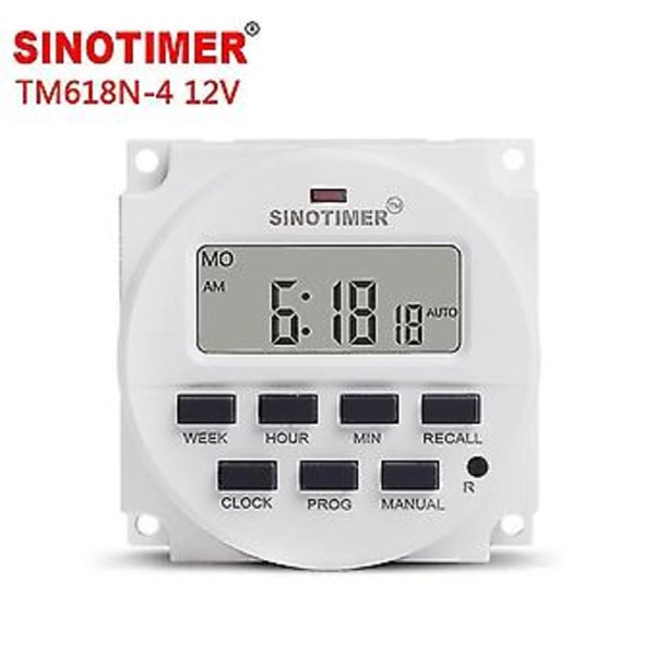 15,98 tuuman LCD-digitaalinen ajastin 12 V DC 7 päivän ohjelmoitava aikakytkin TM618N-4