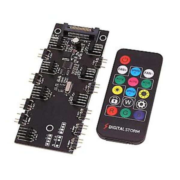 Argb 5v Belysning+fläkt Hub Pwm Enkelstycks Kontroller Sata Strömförsörjning För 4pin 3pin Datorchassifläkt