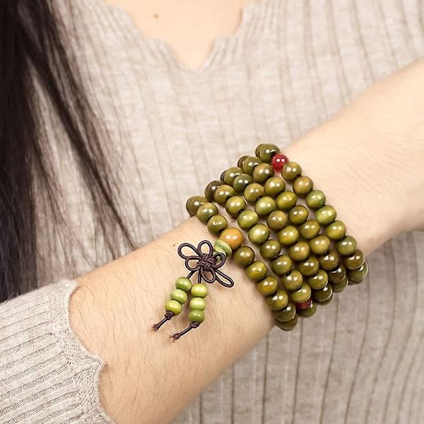 3 st buddhistiska 108 bönepärlor i sandelträ armband naturliga 8 mm present