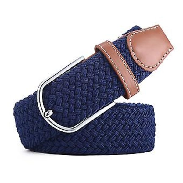 Set med 2 Dam Bälte Casual Flätad Elastisk Tyg Vävd Stretch Elastiska Bälten