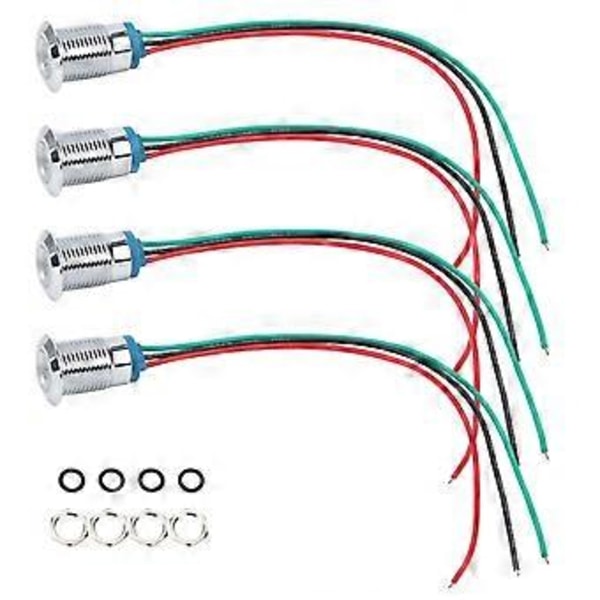 4 Sæt Indikator LED Lys Vandtæt Fælles Anode Industrielle Kontrolkomponenter 12mm 110-220V