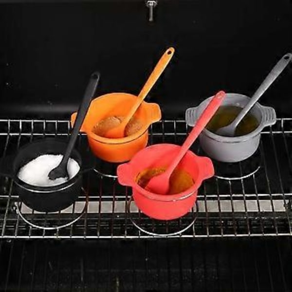 Klypeskåler for matlaging Silikonforberedelse og skål med børste og stativ Grilltilbehør Gjenbrukbar kjøkkenkrydder