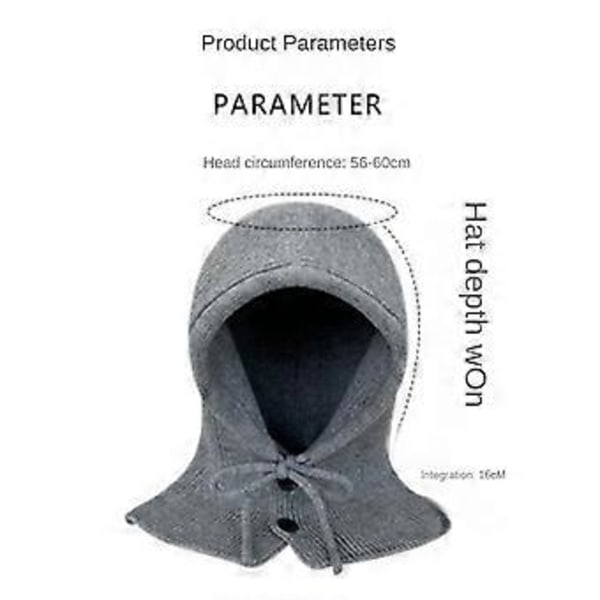 Vinterlue med hette og skjerf, strikket beanie for kvinner og jenter, varm, pustende og justerbar - Kremhvit