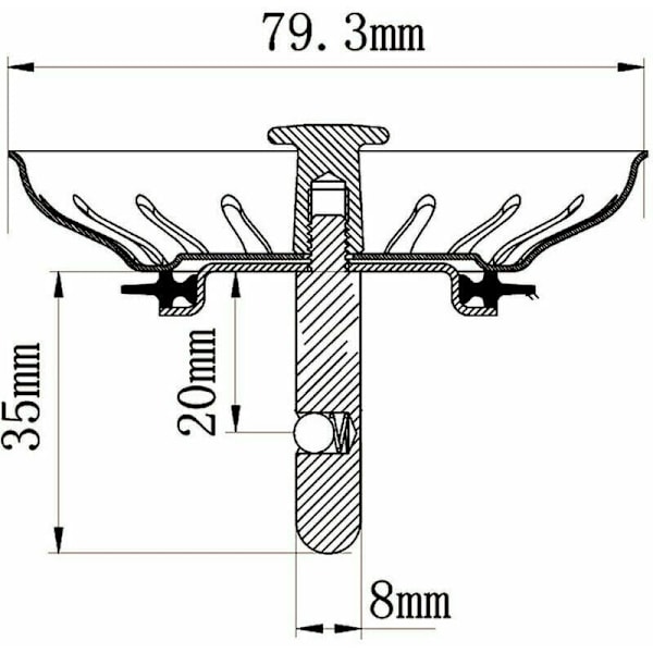 Kurv til køkkenvask 80 mm - Universal rustfrit stål si, pop-up kurvprop - Tåler opvaskemaskine, tilstopper ikke og løber ikke over