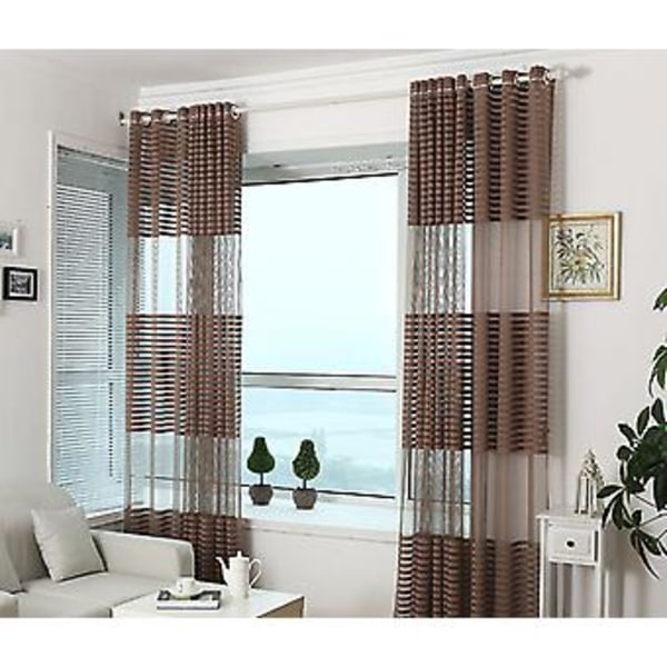 Halvtransparent gardin för fönster Sovrum Balkong Drapering Gardin Fönsterbehandling Genom Stång 100*270CM