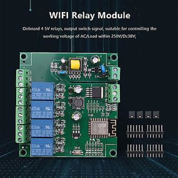 Esp8266 Esp-12f Wifi Relämodul 4chl Ac90-250v/7-30v/5v Relä S För Ide Ho