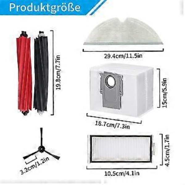 Tilbehørssett for Q8 Max+ / Q8 Max / Q5 Pro+ / Q5 Pro Støvsuger Hovedbørste Sidebørste HEPA-filtre