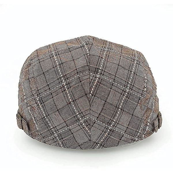 Rutiga platta kepsar i vintage-stil, tidningspojkekeps ankägghatt justerbar, golfjakt