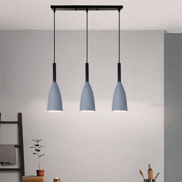 Industriell Vintage Pendellampe Kreativ Hengende Taklampe Grå Lysekrone 3 Lys