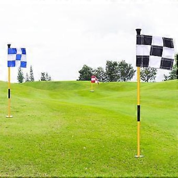 Röd och Vit Golf Green Flagga, Färgglad Tvådelad Rutig Green Mål Hål Kopp Flagstång, Golftillbehör