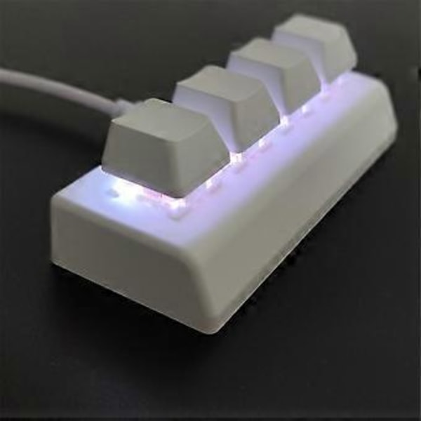 4 Tasters Programmerbart Tastatur Rød Bryter Ctrl C V Enter Mini Mekanisk Tastatur Støtte NKRO for Spillkontor Hvit A