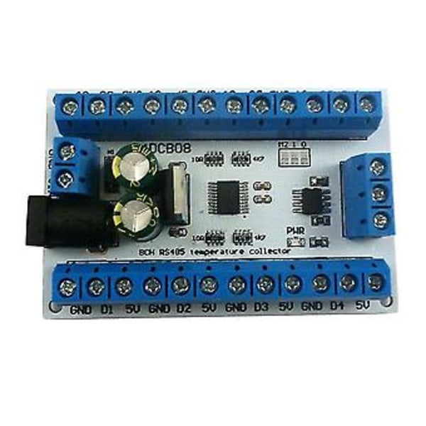 8-kanals Ds18b20 Rs485 Modbus Rtu Temperaturkontrollsensor Fjärr Digital Modul Plc R4dcb08