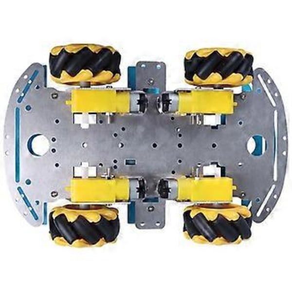 Smart Robotbilsett Firehjuls Smart Mecanum Hjul Enkeltlags Aluminium Legering Bilchassis DIY Monteringssett