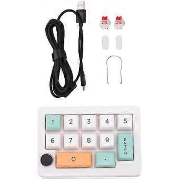 13 Taster Makro Programmerbar Hot Swappable Mekanisk Switch 7 Farve RGB Lys Gaming Mini Tastatur Numerisk Tastatur Hvid