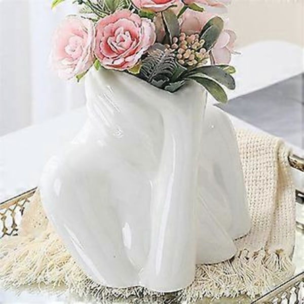 Blomstervase i nordisk stil, kvinnekropp, halvt ansikt, blomsterpotte, keramisk kunsthåndverk, soverom, stue, skrivebordsdekorasjon A
