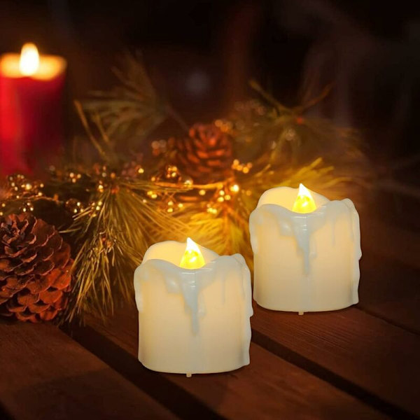 12-pack batteridrivna flamlösa LED-värmeljus med timer, 6 timmars brinntid per 24-timmarscykel, perfekt för födelsedag, bröllop, hem