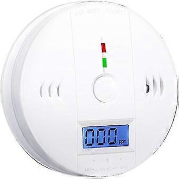 Kolmonoxidlarmdetektor CO-larmdetektor Batteridriven med LCD-display och röstvarning