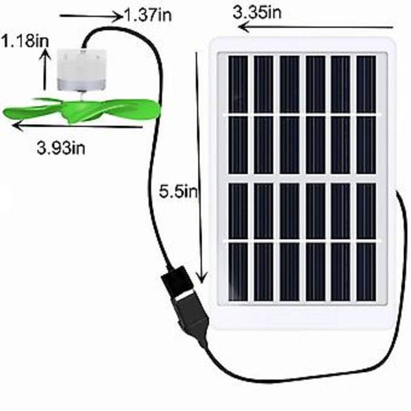 Solcelle USB Lille Loftventilator, Powerbank, Udendørs Ventilationsventilator til Sukkulenter, Kæledyrsplante, Lille Elektrisk Ventilator til Studerende, Ventilatorer & Køling