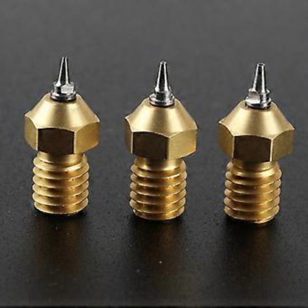 3 Stk. 0.2/0.3/0.5 Ekstruder Dyse Print til Hoved med Aftagelige Rustfri Stålspidser til E3D V6 Hotend Dyse 1.75mm