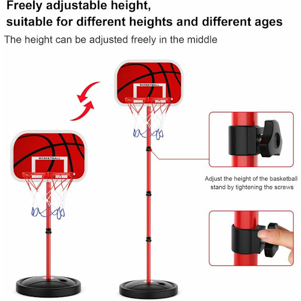 Basketstativ för barn, 150 cm basketstativ, höjdjusterbar basketkorg, mål, professionell ministaffli för inomhus- och utomhusbruk