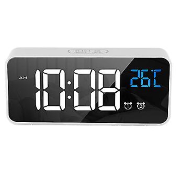 LED Musik Väckarklocka, Spegel LED Väckarklocka Digital Säng Väckarklocka Uppladdningsbar Väckarklocka Avancerad Teknik