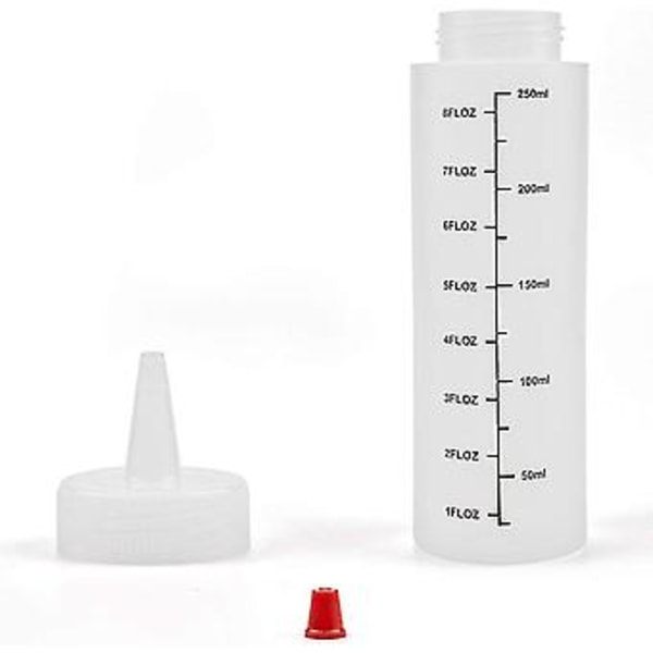 12-pack 8 Oz Kryddsås Klämflaskor Med Röd Topp - Hållbar Sprutflaska För Ketchup