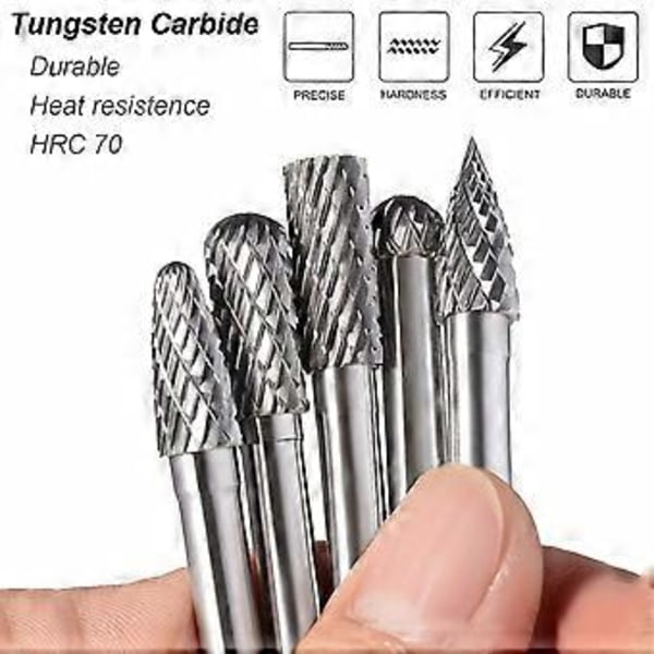 1/4 Karbidfrässet 1/4 Skaft Slipstift Borr för Metall Roterande Verktyg Fil Svetsning Trä Sten Avgradning