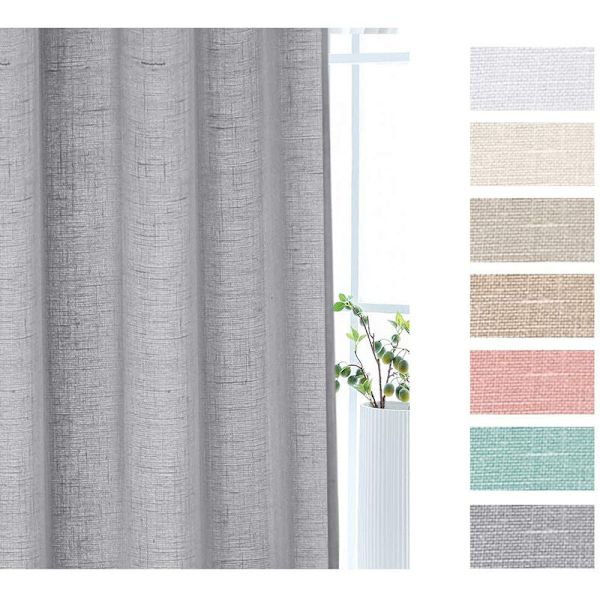 Glidande gardiner i voile, transparenta linnegardiner, transparenta linnelook, vardagsrum, transparenta fönsterduk, dekorativ sjal, sovrum, 2-pack, 132x160 cm