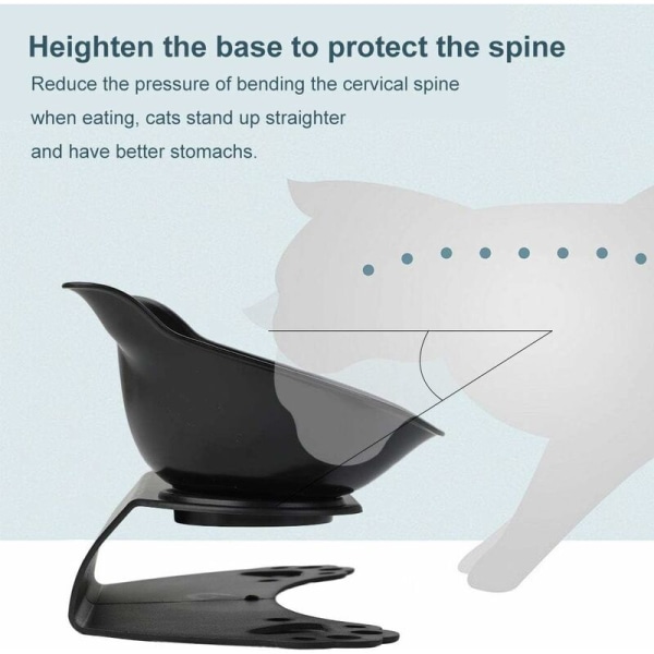 Katteskål, dobbelskåler for katter med hevet stativ, katteskål 15° skråstilt plattform, dobbelskål for små hunder og katter