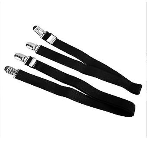 2 STK 90-180 cm lagenstrammere med clips, justerbare madrasholdere (sort)