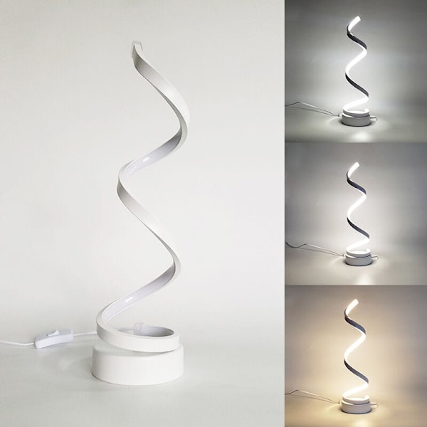 Bordlampe Sengelampe Moderne Spiral Design Bordlampe Dimbar Touch Sengebordelampe Varm Hvit, Justerbar Lysstyrke