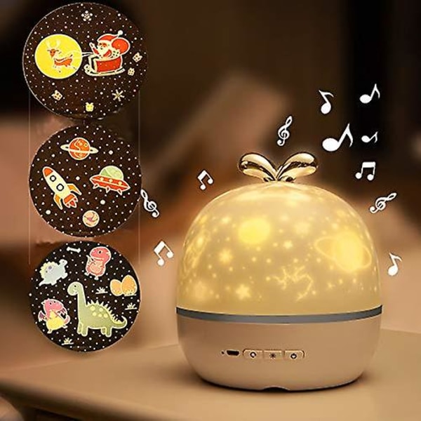 Nattljusprojektor, nattlampa med Bluetooth musikspelare 6 projektionsfilmer Roterbar stjärnklar musikbordsprojektor