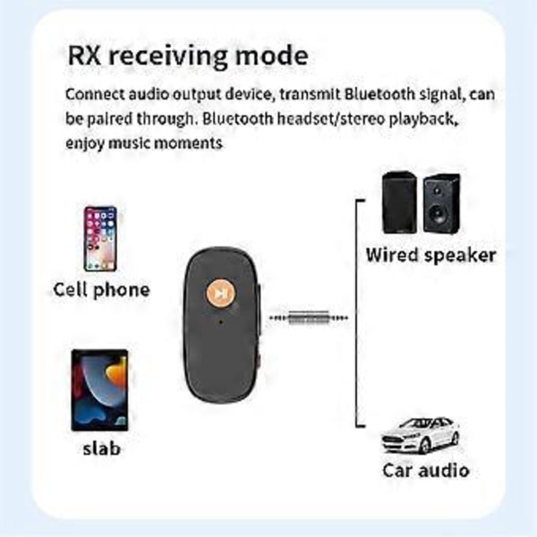 Bluetooth 5.3 Audio Transmitter og Receiver 2 i 1 Trådløs 3.5mm Aux Audio Adapter Bluetooth Transmitter