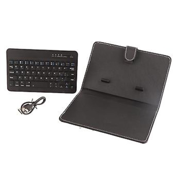 Universelt Trådløst Bluetooth Tastatur Flip Case Deksel med Stativ for IOS/Android Telefoner Svart