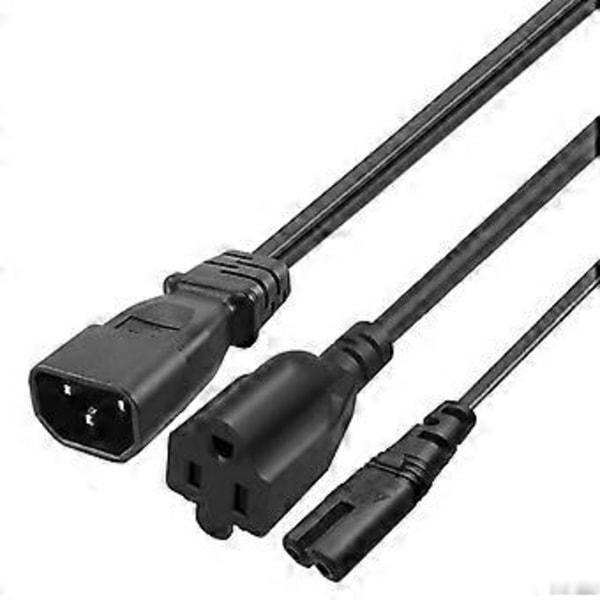C14 Han til C7 + 5-15R Hun Y Splitter AC Konverteringskabel til Printer Scanner