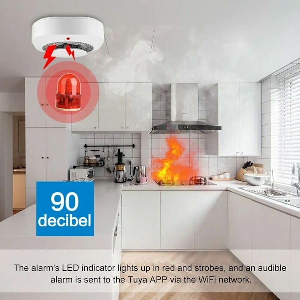 Hemrökdetektor Tuya Smart WiFi-rökdetektor Tuya Brandvarnare
