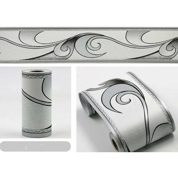 Dekorativ stjärnljus vågmönster väggklistermärke 10cm x 10m Silvergrå-DENUOTOP