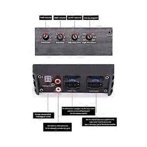 DC-12V 4CH Effektforstærker RMS 4x60W Bil Audio Tabsfri Opgradering Plug and Play Audio Forstærker til Bil Stor Skærm