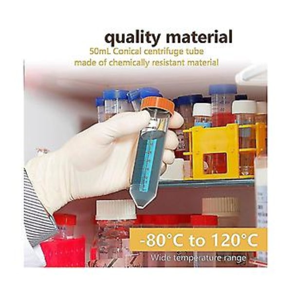 Konisk Centrifugeglas - 50 ml Centrifugeglas, 25 stk. Glas med Lækagesikre Skruelåg, C