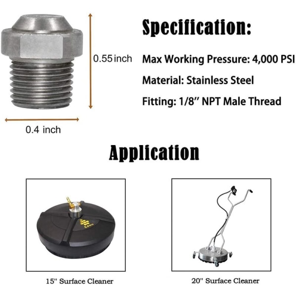 Munstyckesats för 15 och 20 tums högtryckstvätt ytrengörare
