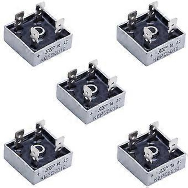 5 x KBPC5010 1000V 50A Metallhus 4 Pin Enkelfase Diode Bro Likretter
