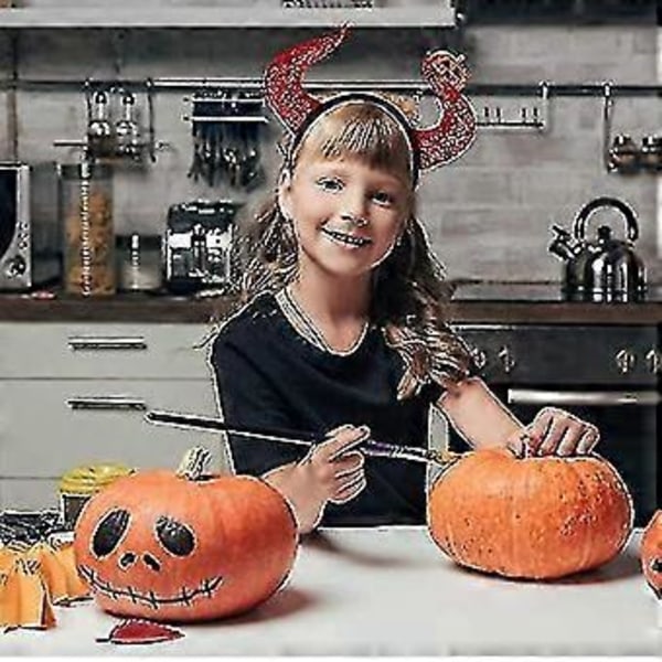 2-pakning Halloween Paljett Djevel Hodebånd Sett Djevelhorn Hodebånd Djevel Hodebånd Halloween Djevel Kostyme Tilbehør For Halloween Fest Og Djevel