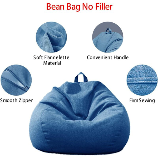 Sittpuff Soffa Säck Lazy Recliner Soffa Överdrag Tyg Fåtölj Överdrag Stolar Överdrag Utan Fyllning Sittpuff Puff Tatami Vardagsrumsmöbler (Blå,