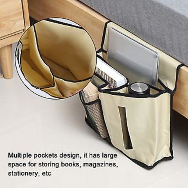 Kompakt Oxford-stoff Oppbevaringsveske Sofa Seng Side Rom Organizer Bøker Diverse Holder Beige
