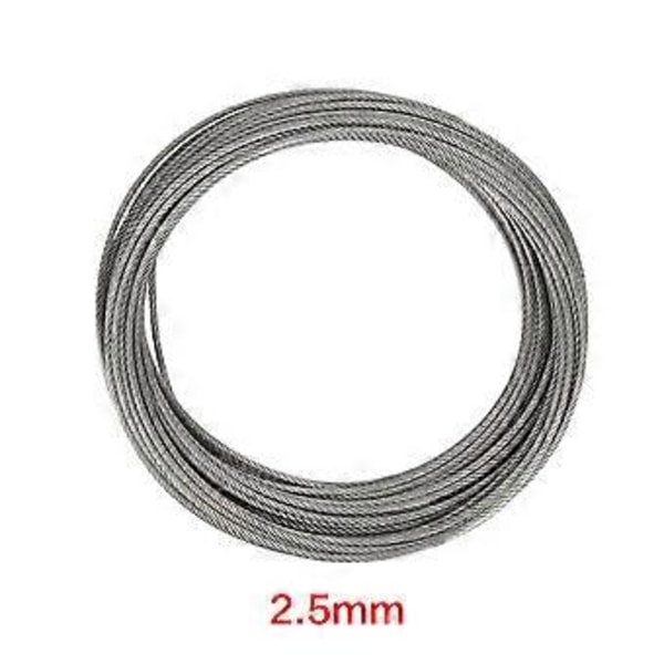 1 stk. 20 m 304 rustfrit stål kabel wire reb hård ståltråd til fiskeri løft 2,5 mm