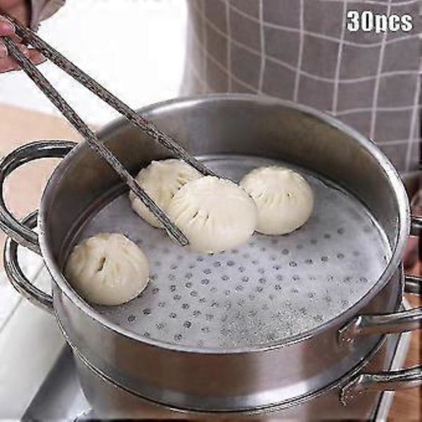 30 stk. Køkken Engangs Non-stick Steamer Bolle Papir Dumplings Pad Madlavningsværktøj