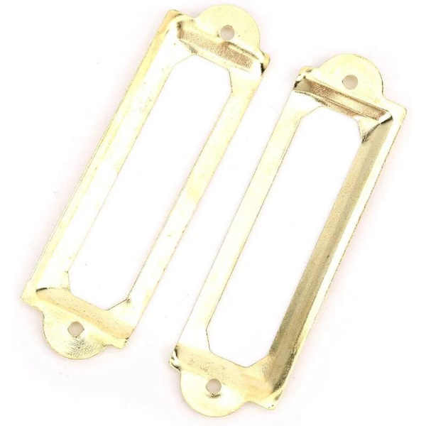 20 stk. Etiketkortramme 60mm x 17mm Metal Etiket Holder Kontor Fil Skab Skuffe Navnekort Skab Tømrer Reparation Dekoration (Gul Bronze