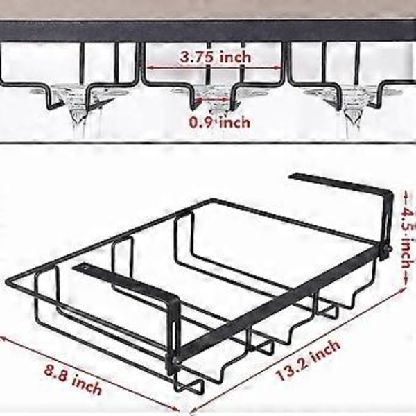 Vinglashållare Under Skåp, 3 Rader Hängande Ställ för Vinglas Metall Glas Hållare Förvaringshängare för Kök, Bar, Etc